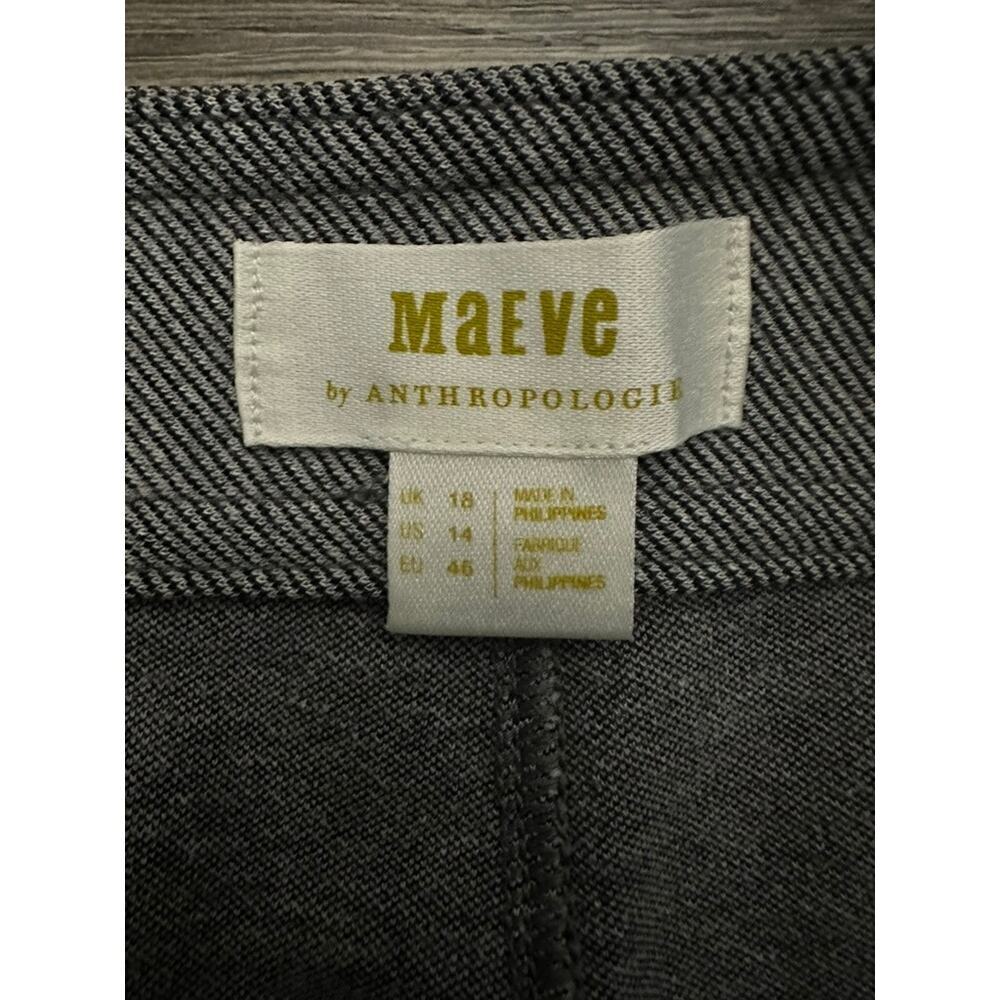 Maeve by Anthropologie Seamed Flare Pants Ankle Slit Womens 14 Gray Knit Tweed - Picture 5 of 7